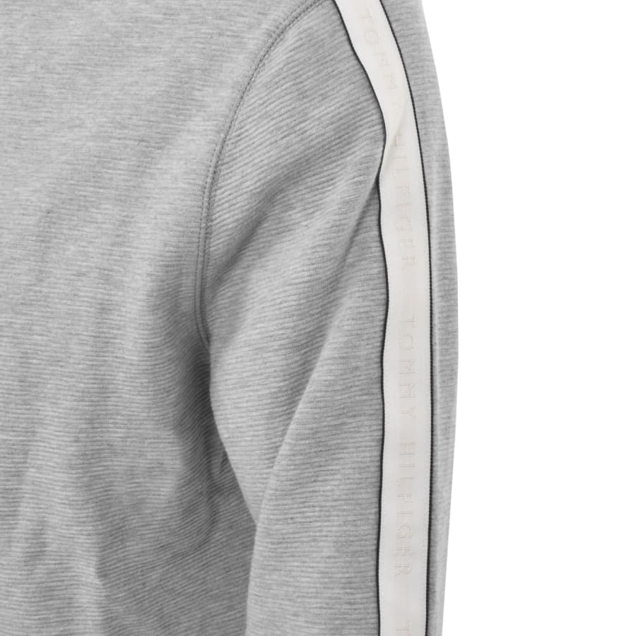 Tommy hilfiger taped sleeve grey hoodie hotsell